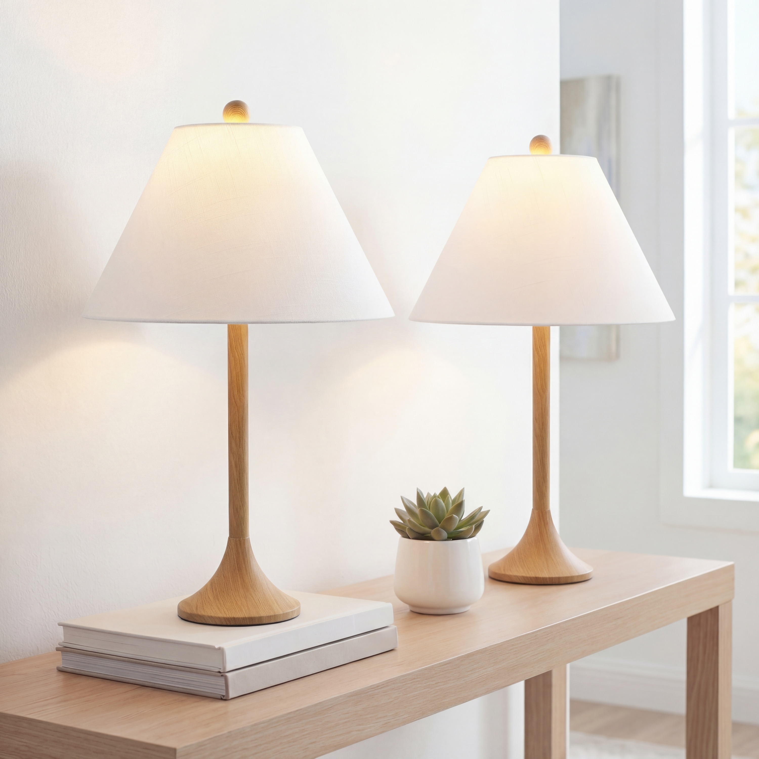 JONATHAN Y Albie 25" Modern Coastal Iron Column LED Table Lamp (Set of 2)