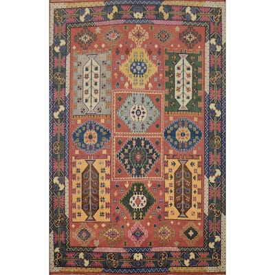 Hand Knotted Oriental 100% Wool Carpet Traditional Geometric Oranges & Rust Kazak Area Rug - 11' 10'' X 9' 0''