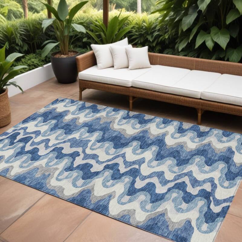 HomeRoots Abstract Transitional Rectangle Outdoor Rug - 8' X 10'