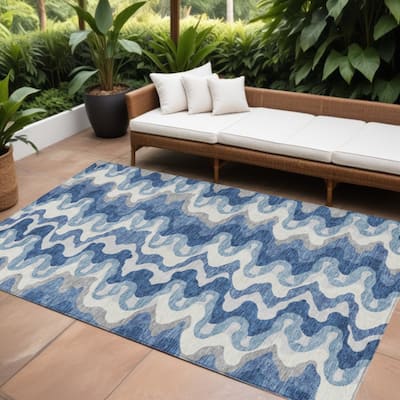 HomeRoots Abstract Transitional Rectangle Outdoor Rug