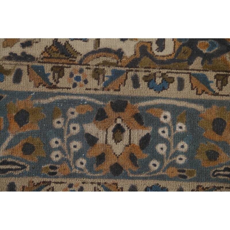 Tabriz Persian Vintage Rug Handmade Traditional Beige Wool Carpet - 6'10"x 9'10"