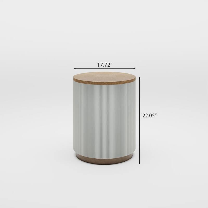 Modern Round Coffee Table，Wood Coffee Table, Solid Wood Veneer, For Living Room, Gray
