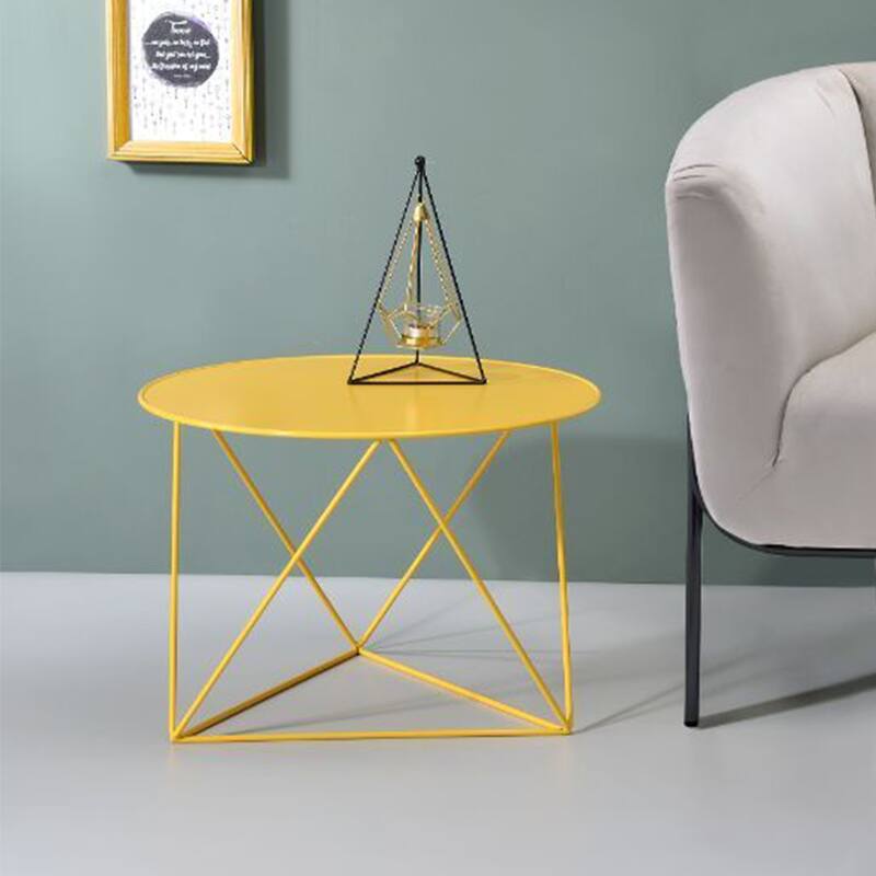Round Table Accent Table in Metal Base