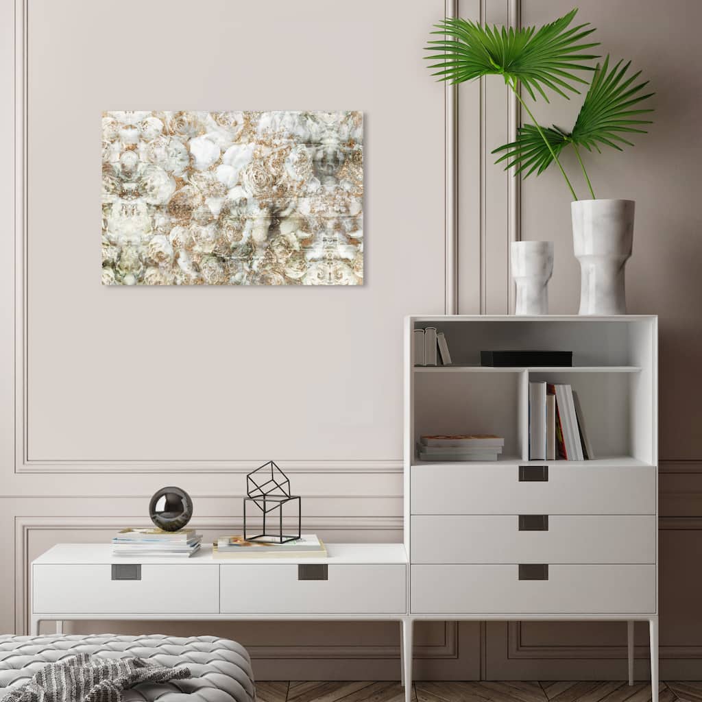 Wynwood Studio Canvas Floral and Botanical Golden White Roses Gold and Metallic Gold Traditional Wall Art Canvas Print