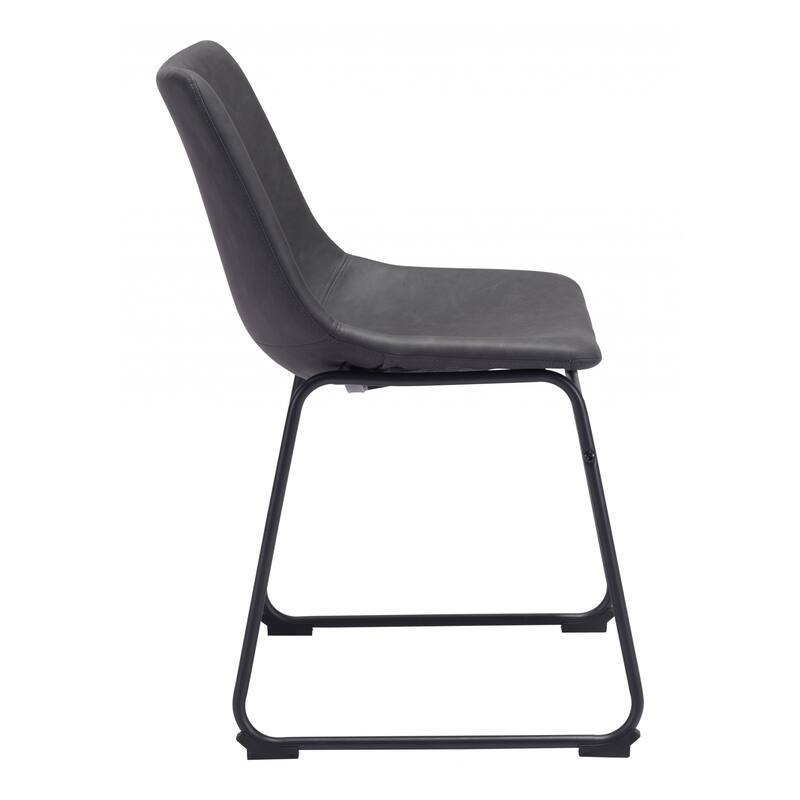 HomeRoots Set Of 2 Black Solid Back Dining Chairs
