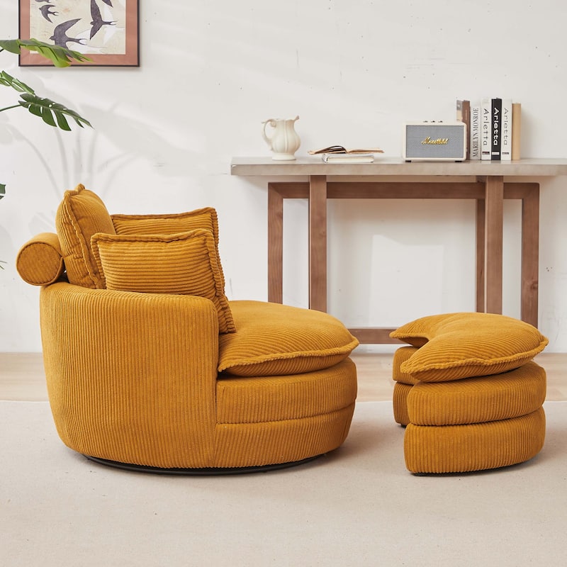 Modern Oversized Swivel Chair With Moon Storage for Living Room