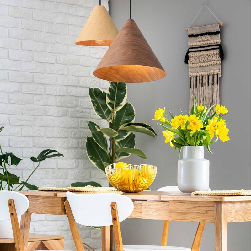 Conique 1-Light Mini Pendant in Light Walnut - Silver