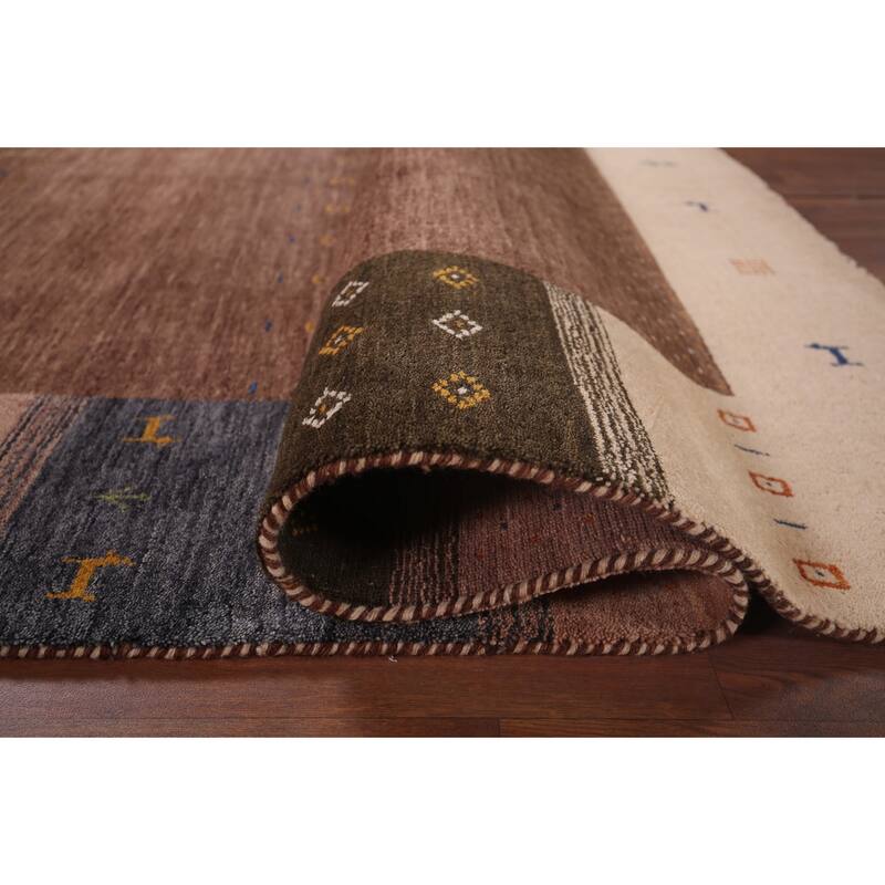 Tribal Brown Gabbeh Oriental Area Rug Handmade Wool Carpet - 8'0"x 9'9"