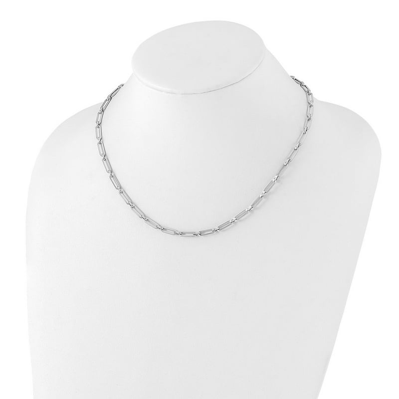 Curata 10k White Gold Polished Flat Oval Paperclip Link Bracelet Options: 7.25" 8.25"