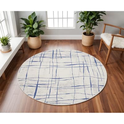 Guvu Power Loomed Distressed Geometric Abstract Modern Stain Resistant Area Rug By HomeRoots - 96' X '96' X '0.39