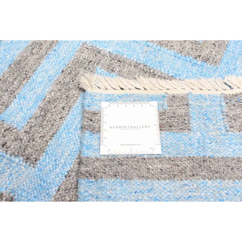 ECARPETGALLERY Flat-Weave Ankara FW Sky Blue Wool Kilim - 5'2 x 8'0