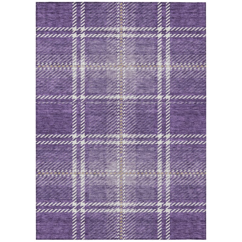 HomeRoots Plaid Transitional Rectangle Outdoor Rug