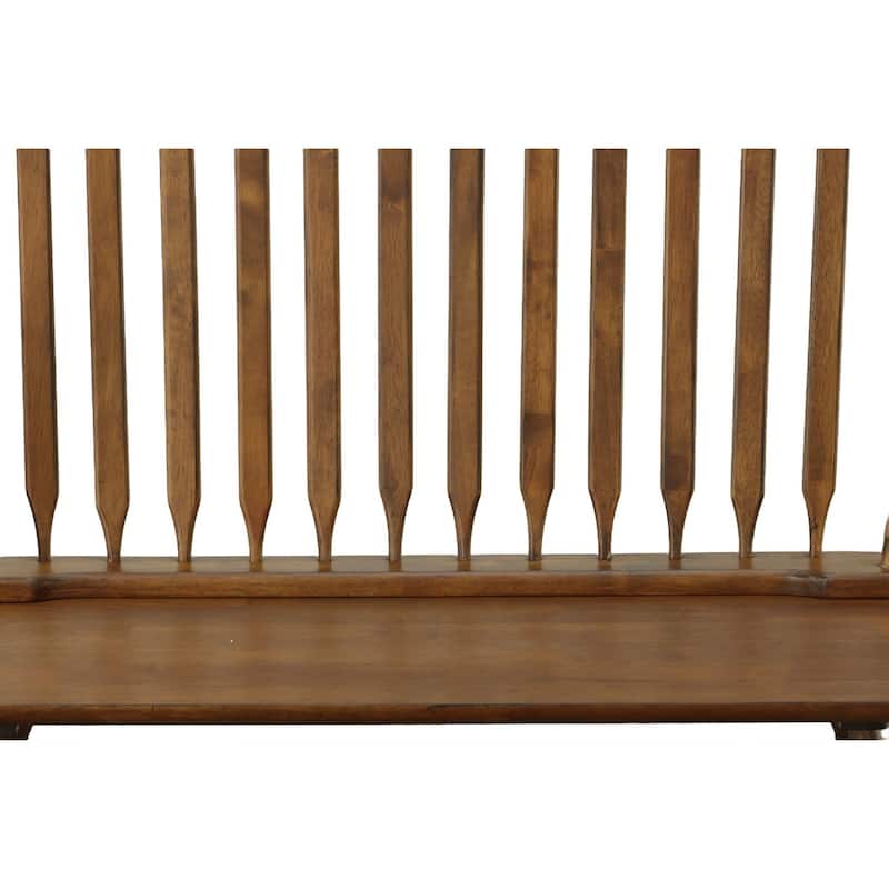 Arched Back Rectangular Bench with Armrest - 44" - Brown