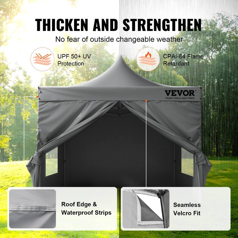 VEVOR Pop Up Canopy Tent Outdoor Gazebo Tent with Sidewalls & Bag White