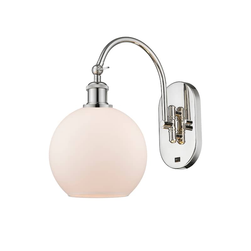 Innovations Lighting 518-1W-14-8 Athens Sconce Athens 14" Tall Wall - Polished Nickel / Matte White