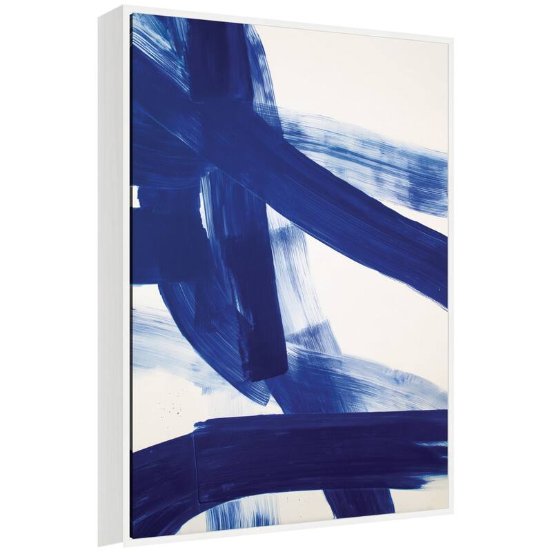 Kate and Laurel Cobalt Mark No. 1 by Amy Lighthall Framed Canvas Wall Art Print - 28 x 38