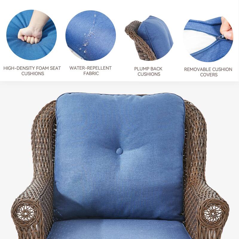 Gymojoy Outdoor Wicker Swivel Glider Chairs with Cushions