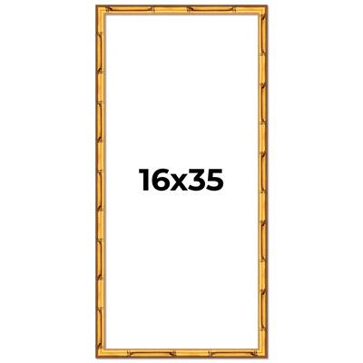 16x35 Frame Gold Bamboo Picture Frame Modern Photo Frame Includes UV Acrylic Shatter Guard Front Acid Free Foam Backing Board