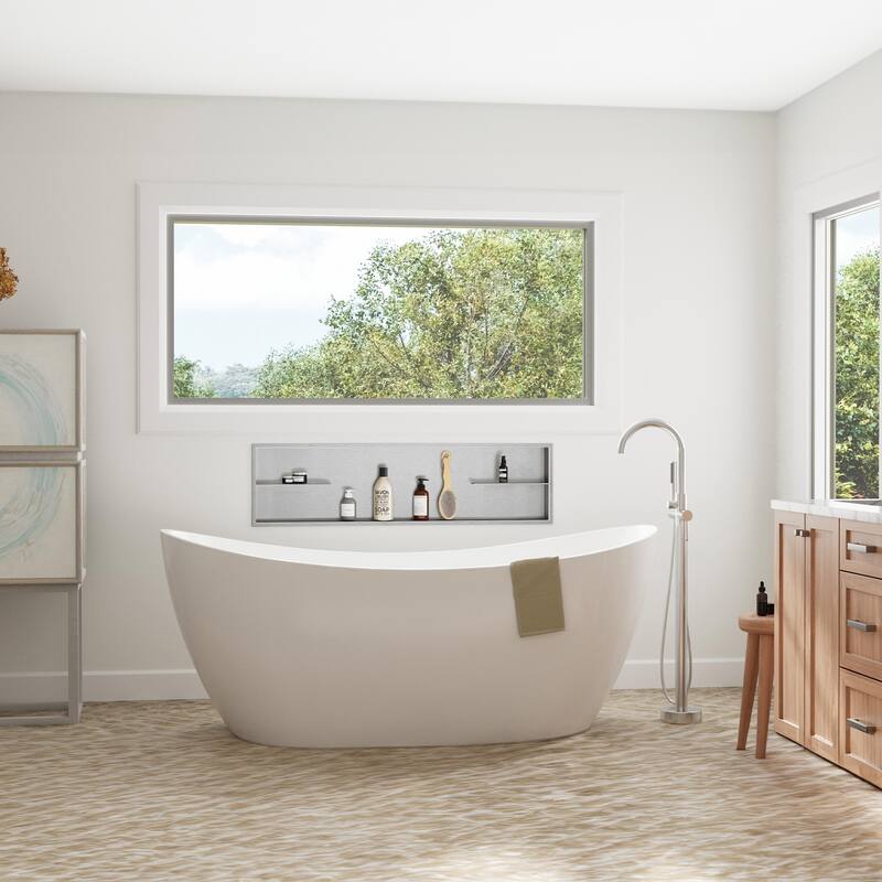 Highflow Freestanding Tub Filler with Swivel Spout and Handshower Brushed Nickel