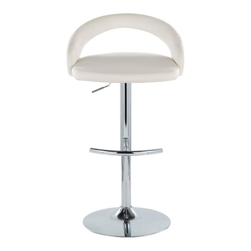 Grotto Upholstered Adjustable Barstool with Chrome Metal - Set Of 3