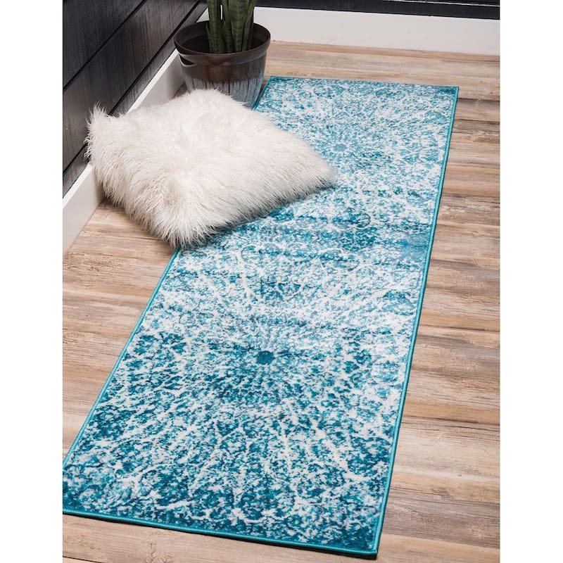 Transitional Fredo Collection Area Rug - 3'3"x19'8" - Turquoise