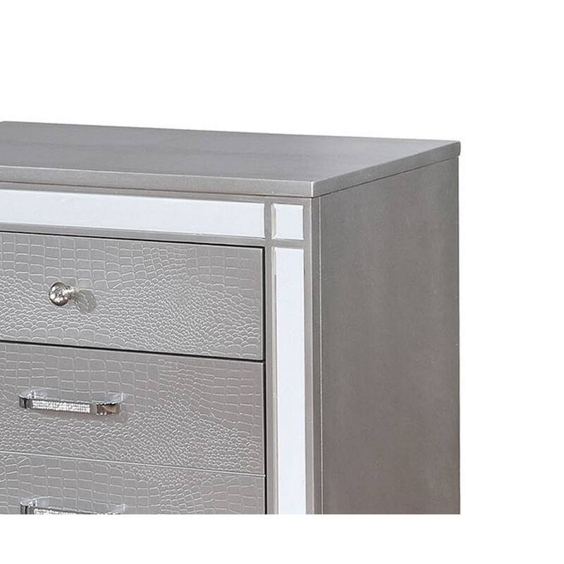 Silver 3 Drawer 28 in. W Nightstand with Trimmed Edge Design