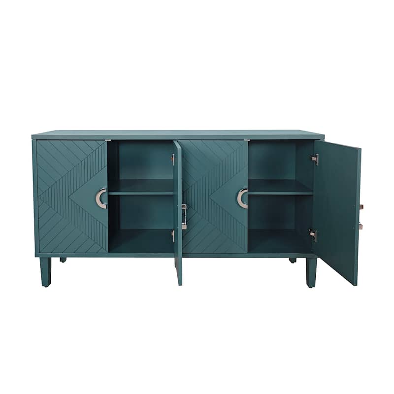 Stylish and Functional 4-Door Storage Cabinet with Adjustable Shelves