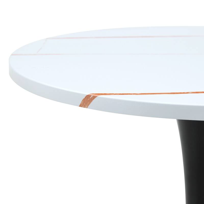 Round Dining Table, 23.6" Circle Tulip Table with Thickened Tabletop & Metal Pedestal, Mid Century Modern Bistro Table