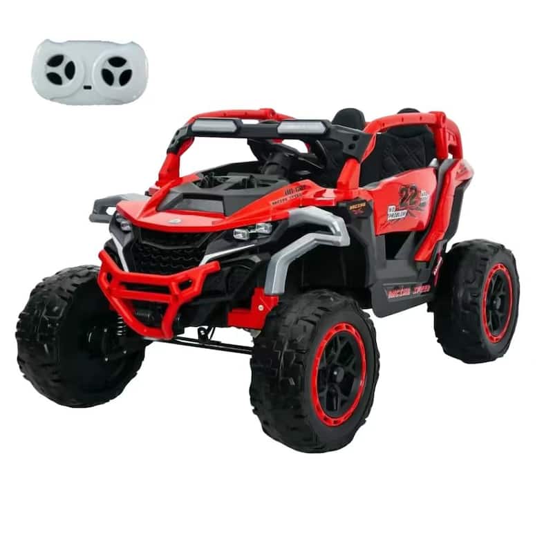 Kids Ride On Truck with Remote Control, Red Electric ATV Off-Road Toy Car with Openable Doors & Music - Red