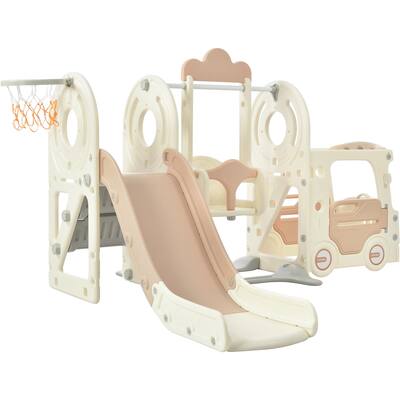 Kids Swing-N-Slide with Bus Play Structure, Freestanding Bus Toy