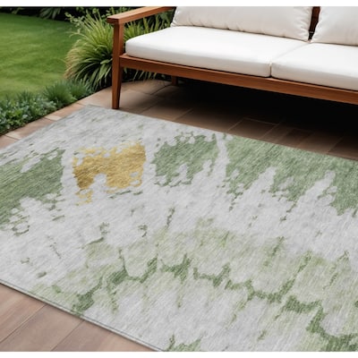 HomeRoots Abstract Transitional Rectangle Outdoor Rug