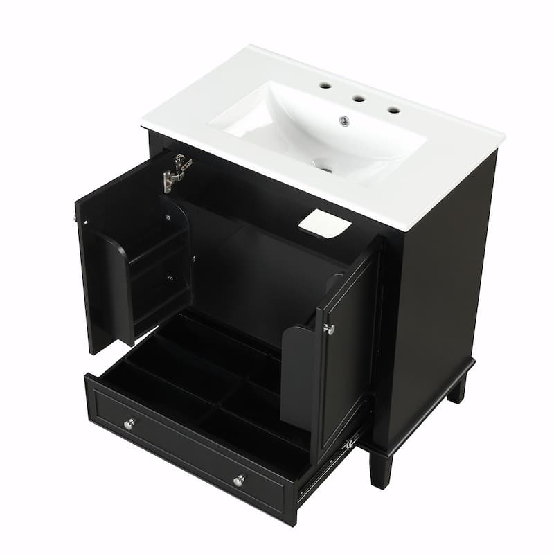30" Bathroom Vanity with Sink Combo, Multi-functional Cabinet with Doors and Drawer