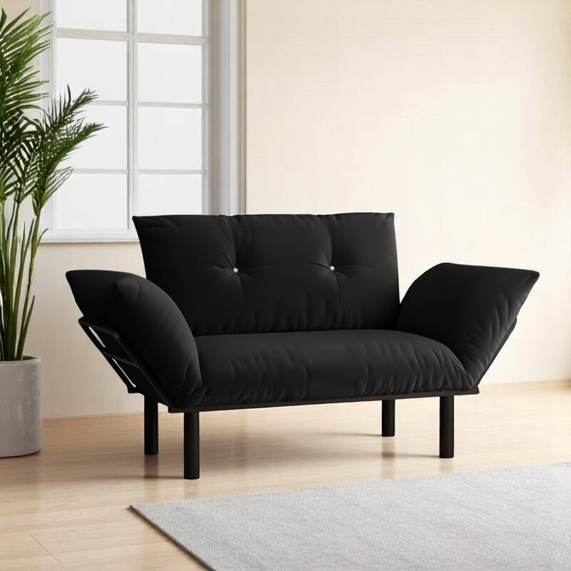 Adio Metal Frame Loveseat With Removable Cushions - Black
