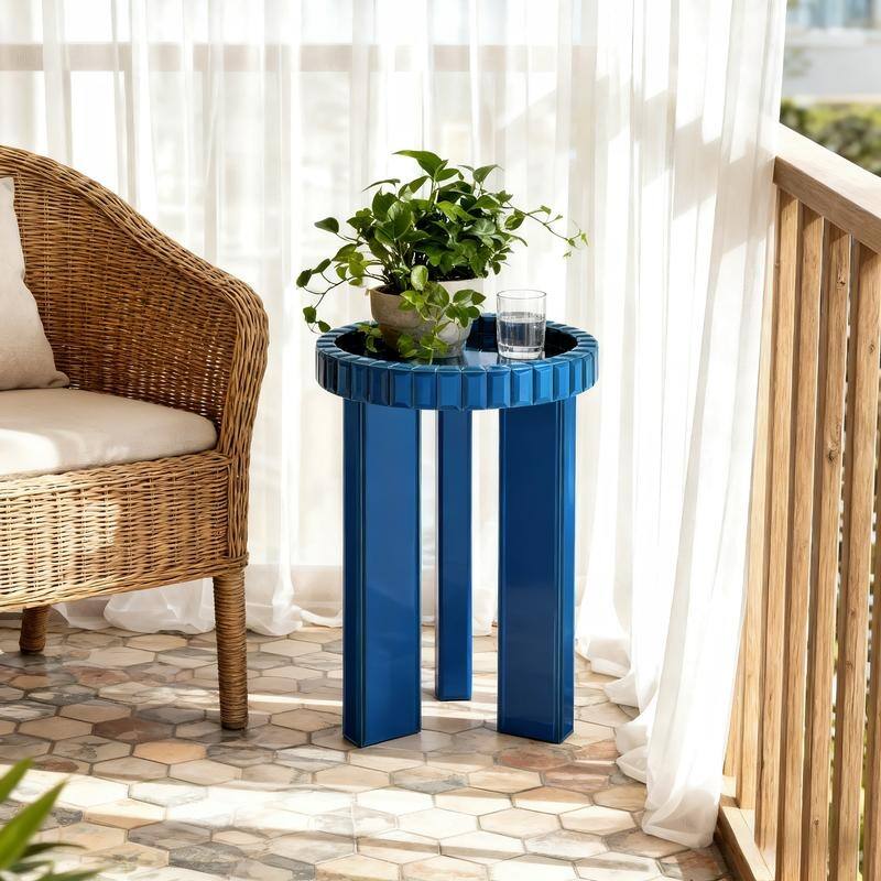 Modern Round Glass End Table with Tray Top