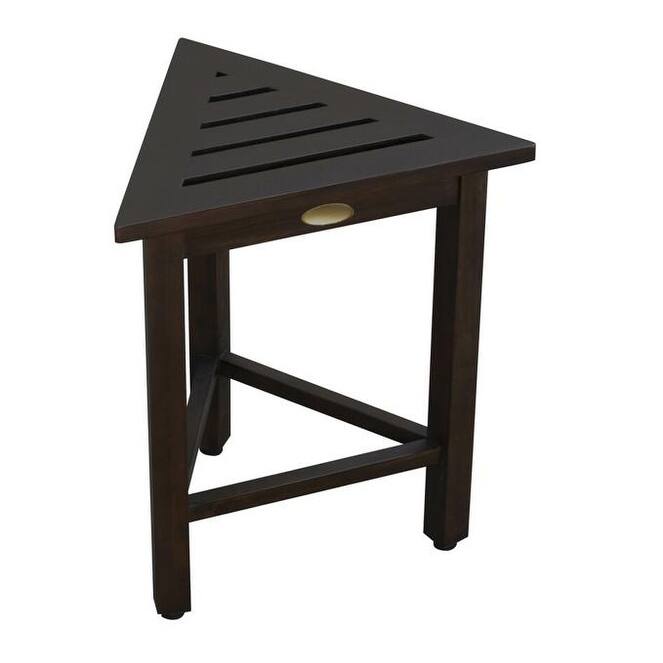Hotel White Teak 18" Triangle Corner Shower Bench or Shelf - Dark Brown