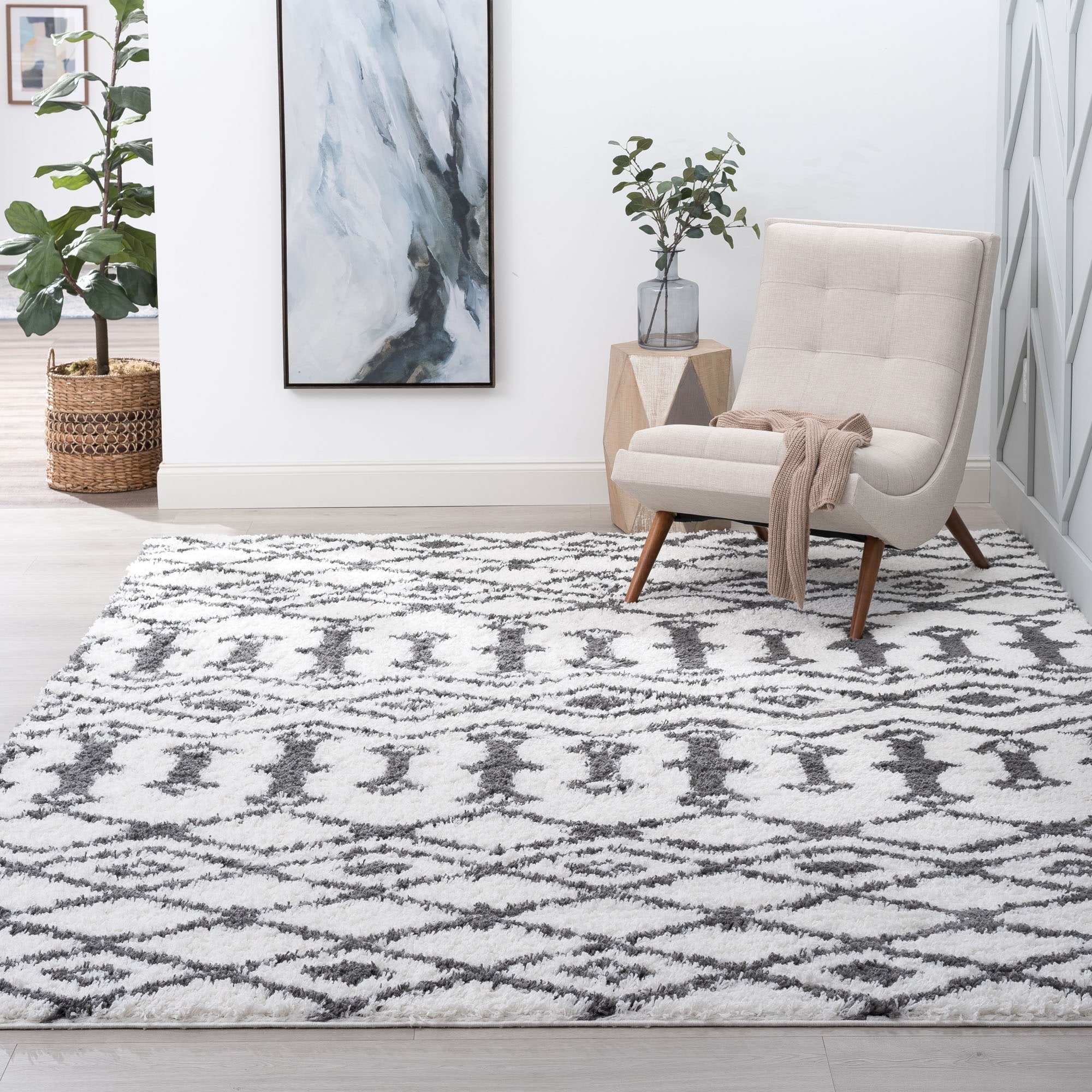 Joy Shag Mediterranean Geometric Indoor Area Rug