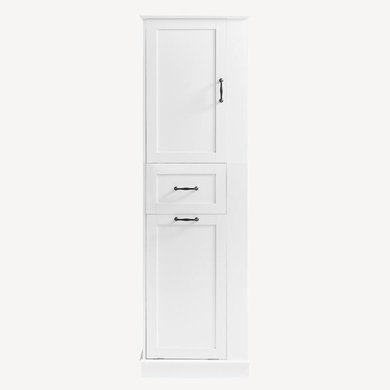 Tall Bathroom Storage Cabinet with Tilt-Out Compartment and Adjustable Shelves