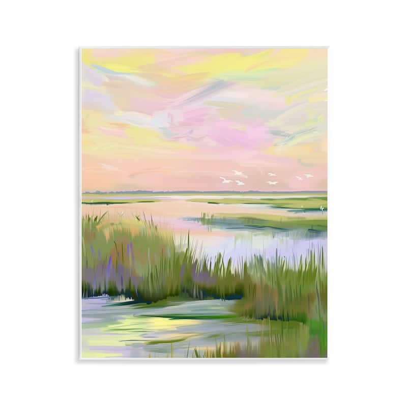 Stupell Soft Pink Marshland Sunrise Wall Plaque Art Design By Arlington Prints - 11 x 14