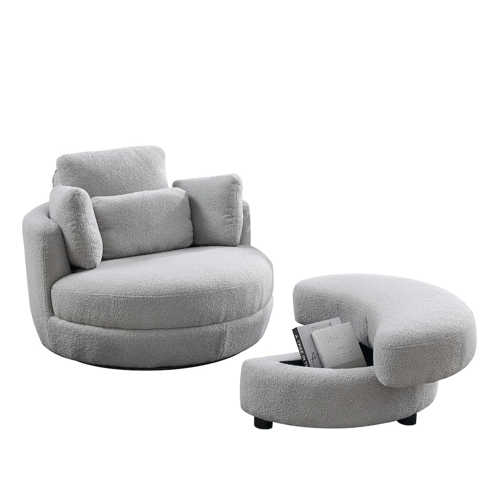 Oversized Swivel Chair Modern Accent Round Loveseat Circle Swivel Barrel Chairs Sofa Chair Lounger Armchair