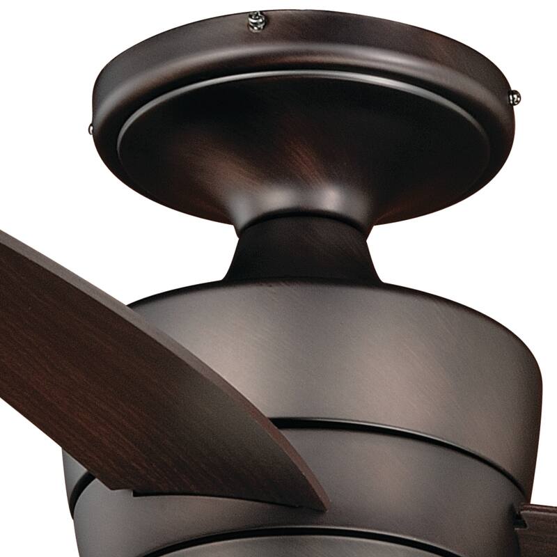 Adrian 44 In. Quiet Bronze Flush Ceiling Fan with LED Light Kit and Remote - 44-in W x 13-in H x 44-in D