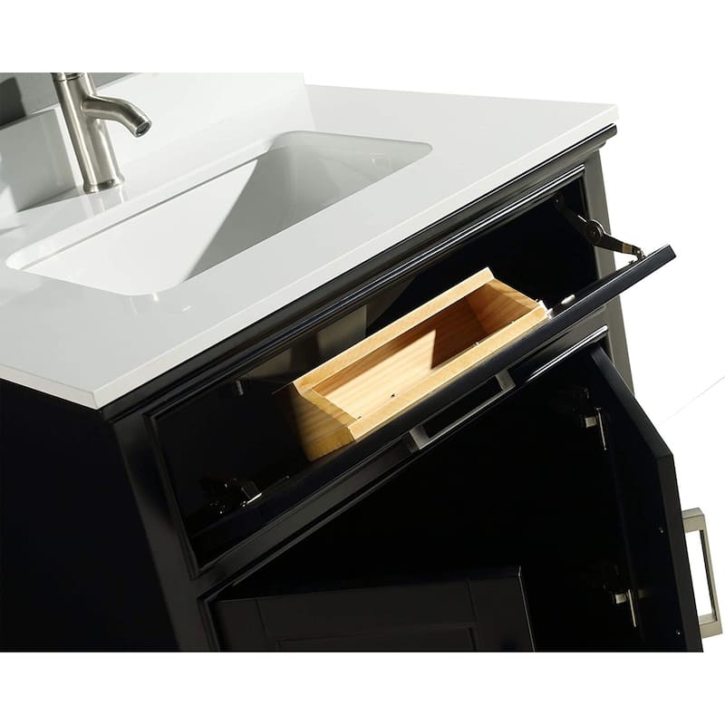 Vanity Art 30" Single Sink Bathroom Vanity Set with Engineered Marble Top and Free Mirror