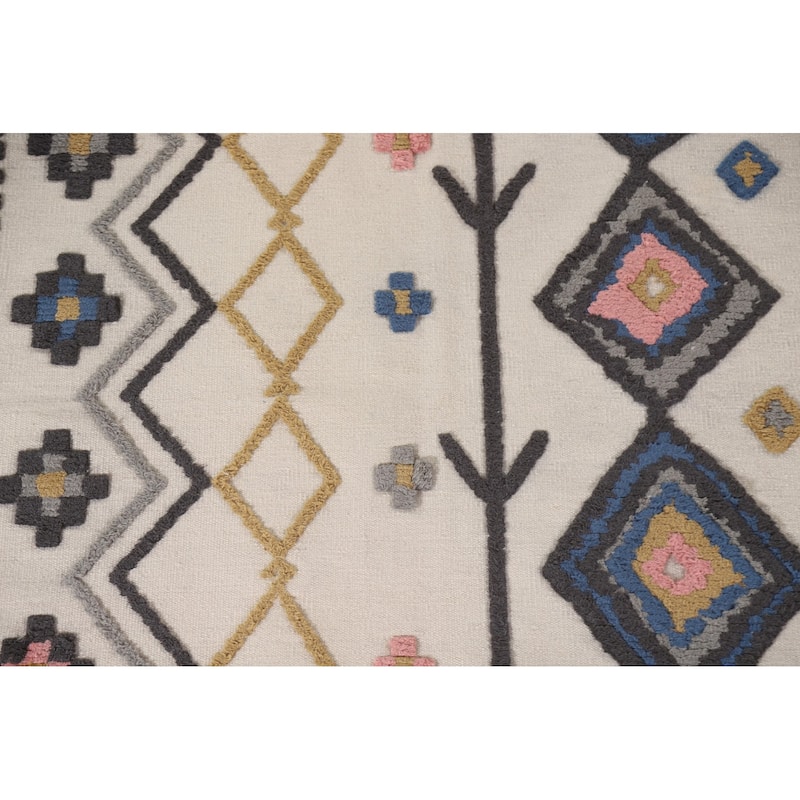 Moroccan Indian Area Rug Handmade Wool Carpet - 5'4"x 7'6"