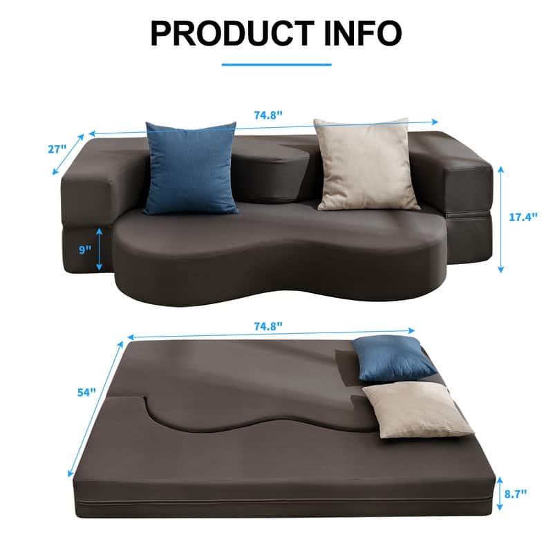 Mixoy Convertible Futon Sofa Bed, Foldable, Foam Folding Mattress Sleeper, Cloth Fabrics Floor Couch Lounge Sleeper Bed