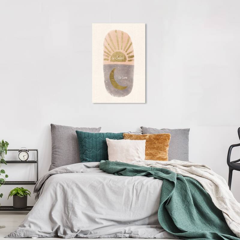 Wynwood Studio Canvas Astronomy and Space Soliel and Lune Gold and Metallic Gold Glam Wall Art Canvas Print - 36 x 24