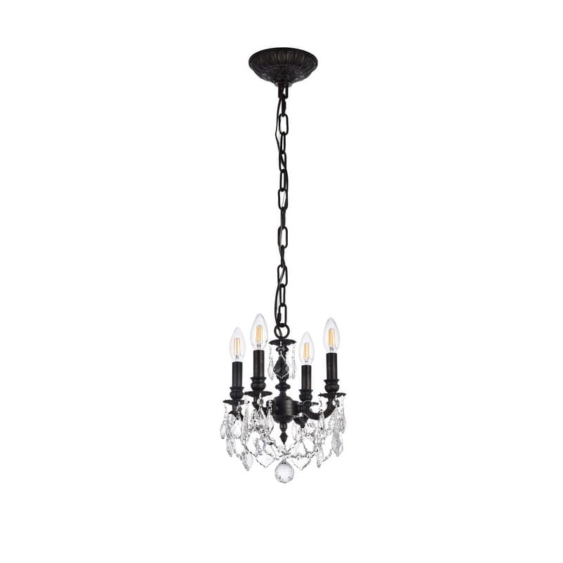 Somette Crystal 4-light Dark Bronze Finish Chandelier