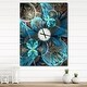 preview thumbnail 10 of 13, Designart 'Fractal Blue Flowers' Oversized Modern Wall CLock