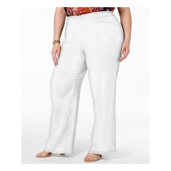 women's plus size white wide leg pants