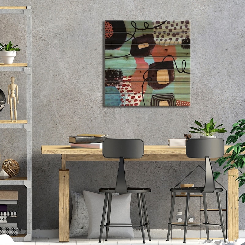 Jazz Abstract Print On Wood by Sara Franklin - Multi-Color