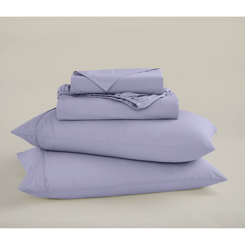 Brooklyn Loom Solid Cotton Percale Bed Sheet Set