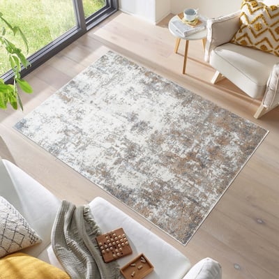Tokyo Collection Gray/Copper/Beige Abstract Area Rug
